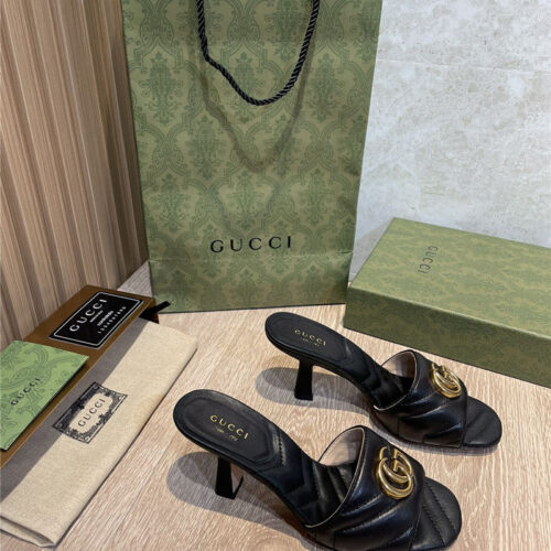 High Quality Luxury Gucci GG High Heel Slippers Sandals alternate view