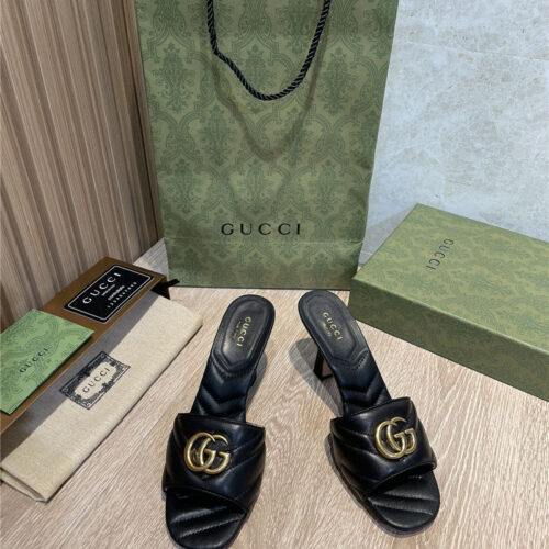 High Quality Luxury Gucci GG High Heel Slippers Sandals product detail