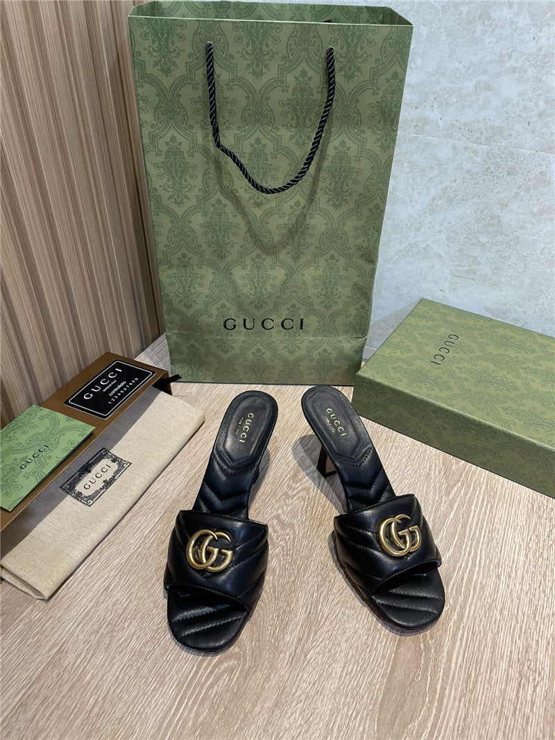 High Quality Luxury Gucci GG High Heel Slippers Sandals product detail