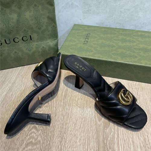 High Quality Luxury Gucci GG High Heel Slippers Sandals product detail