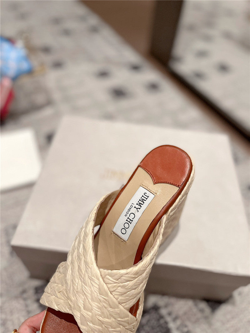 High Quality Luxury Jimmy Choo Hand-Woven Platform Sandals product detail