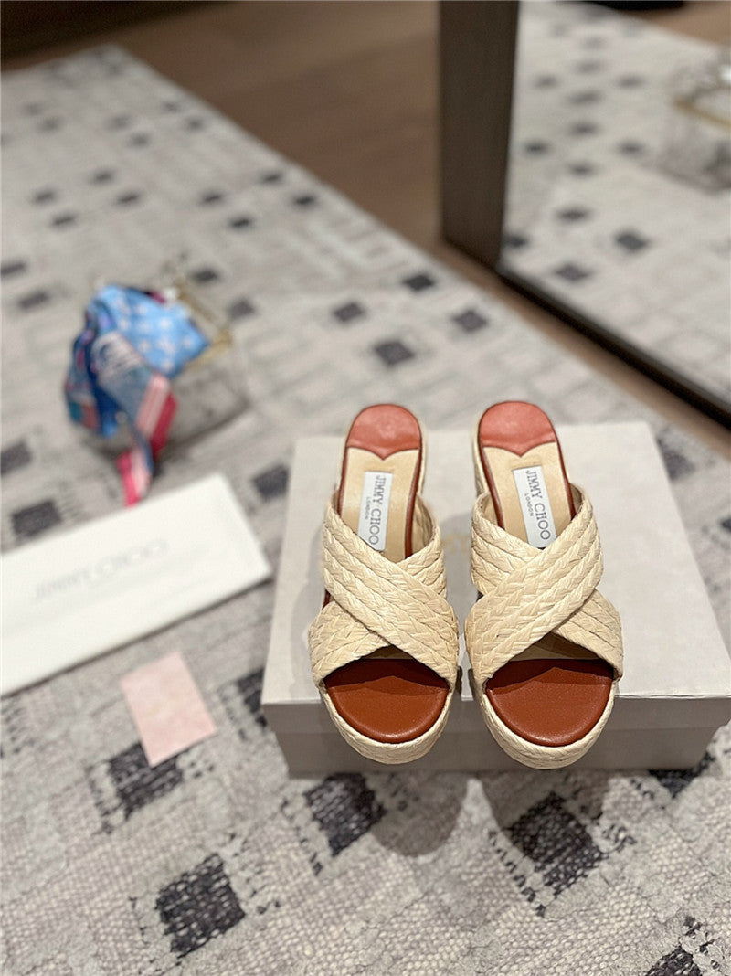 High Quality Luxury Jimmy Choo Hand-Woven Platform Sandals product detail
