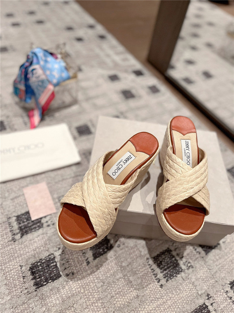 High Quality Luxury Jimmy Choo Hand-Woven Platform Sandals product detail