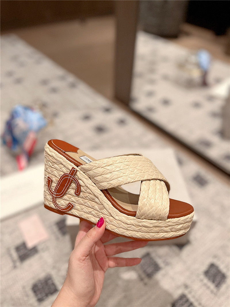 High Quality Luxury Jimmy Choo Hand-Woven Platform Sandals product detail