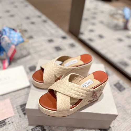 High Quality Luxury Jimmy Choo Hand-Woven Platform Sandals