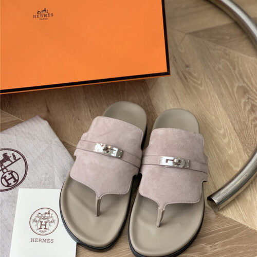 High Quality Luxury Hermes Kelly Buckle Flip Flops – Style 07683