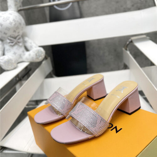High Quality Luxury Louis Vuitton Transparent Hot Diamond Sandals – Style 09603