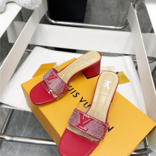 High Quality Luxury Louis Vuitton Transparent Hot Diamond Sandals – Style 59331