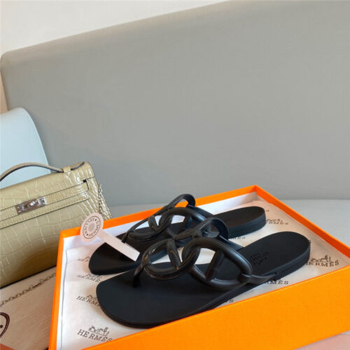 High Quality Luxury Hermes New Pig Nose Chain Flip Flops