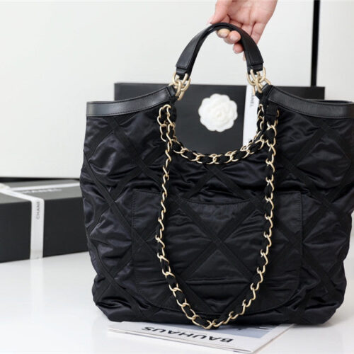 High Quality Luxury Chanel Black Nylon Shopping Bag alternate view