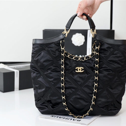High Quality Luxury Chanel Black Nylon Shopping Bag