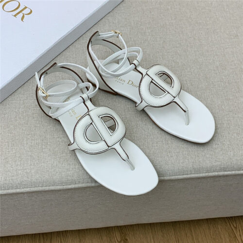 High Quality Luxury Dior Cd Letter Logo Flat Cutout Sandals