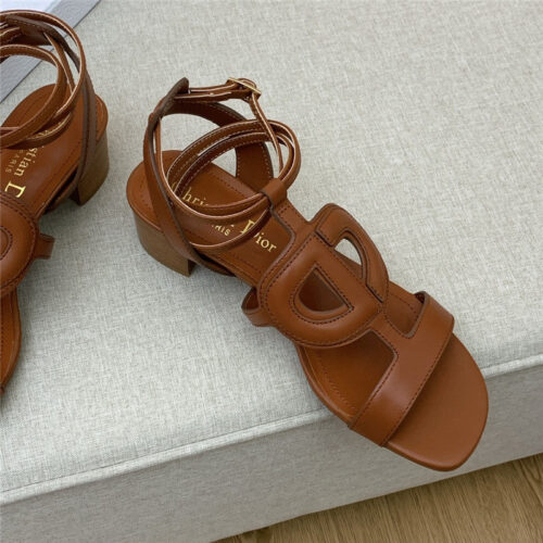 High Quality Luxury Dior Cd Logo Block Heel Cutout Sandals – Style 39110 product detail