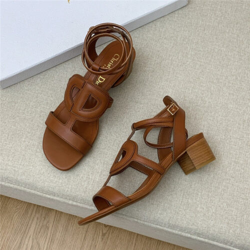 High Quality Luxury Dior Cd Logo Block Heel Cutout Sandals – Style 39110 product detail