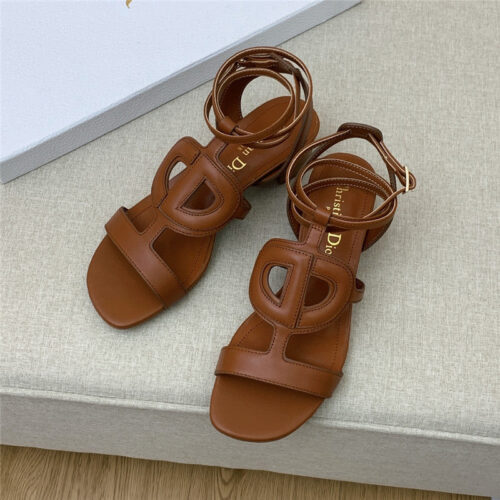 High Quality Luxury Dior Cd Logo Block Heel Cutout Sandals – Style 39110 product detail