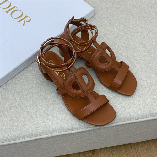 High Quality Luxury Dior Cd Logo Block Heel Cutout Sandals – Style 39110