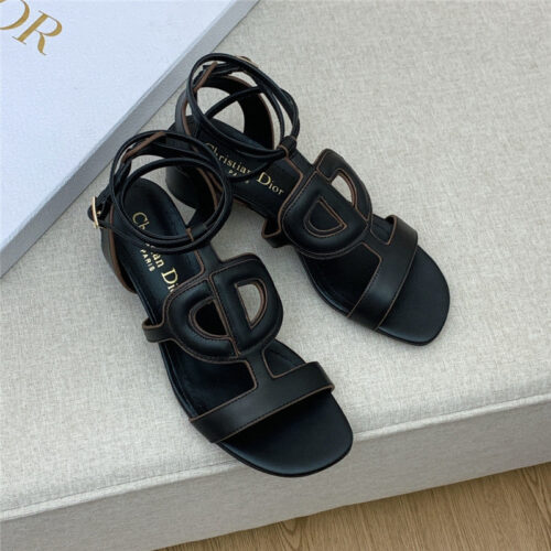 High Quality Luxury Dior Cd Logo Block Heel Cutout Sandals