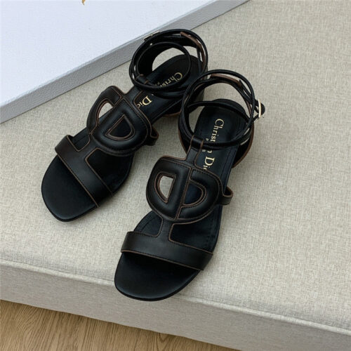 High Quality Luxury Dior Cd Logo Block Heel Cutout Sandals alternate view
