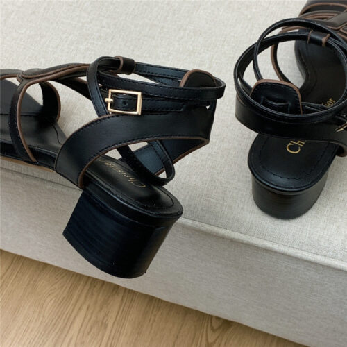 High Quality Luxury Dior Cd Logo Block Heel Cutout Sandals product detail