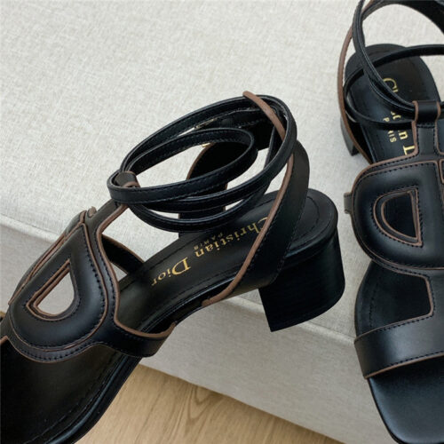 High Quality Luxury Dior Cd Logo Block Heel Cutout Sandals product detail