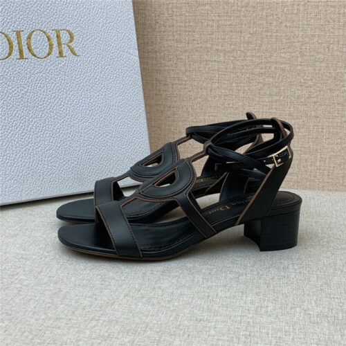 High Quality Luxury Dior Cd Logo Block Heel Cutout Sandals product detail