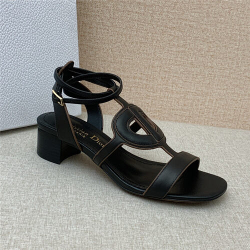 High Quality Luxury Dior Cd Logo Block Heel Cutout Sandals product detail
