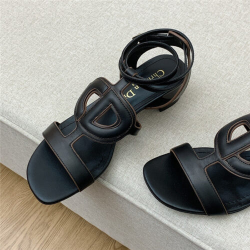 High Quality Luxury Dior Cd Logo Block Heel Cutout Sandals product detail