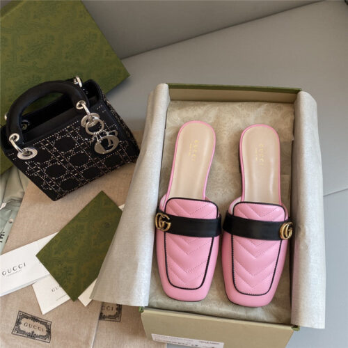 High Quality Luxury Gucci Horsebit Color Block Muller Half Slippers – Style 29075 product detail