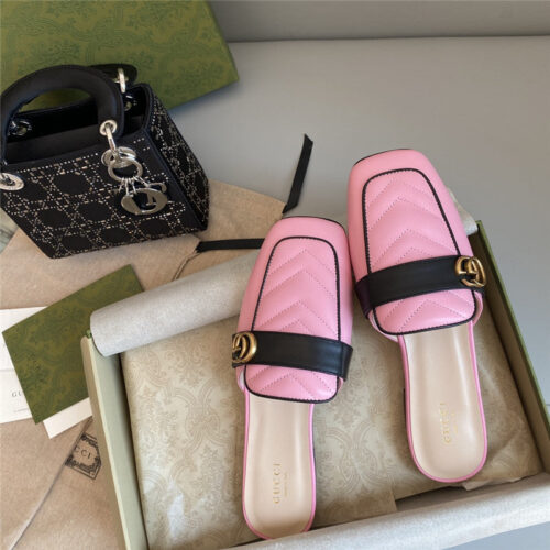 High Quality Luxury Gucci Horsebit Color Block Muller Half Slippers – Style 29075 alternate view