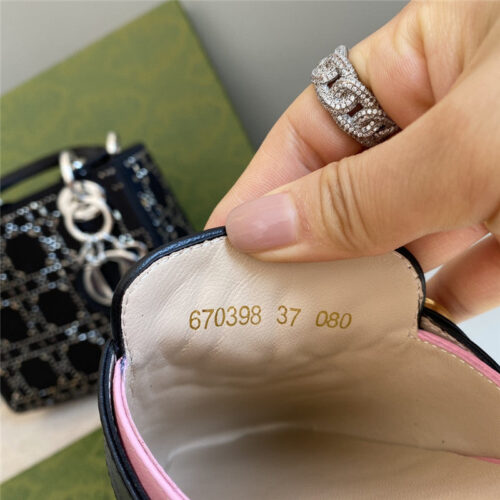 High Quality Luxury Gucci Horsebit Color Block Muller Half Slippers – Style 29075 product detail