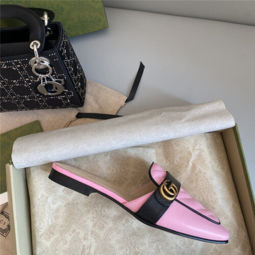 High Quality Luxury Gucci Horsebit Color Block Muller Half Slippers – Style 29075 product detail
