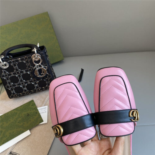 High Quality Luxury Gucci Horsebit Color Block Muller Half Slippers – Style 29075 product detail