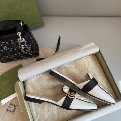 High Quality Luxury Gucci Horsebit Color Block Muller Half Slippers – Style 27379 product detail