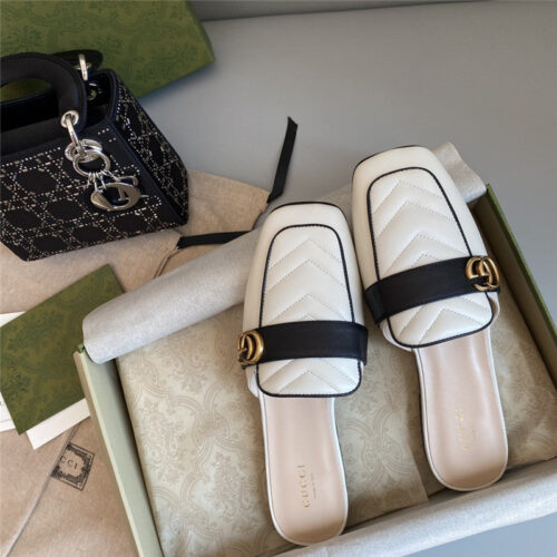 High Quality Luxury Gucci Horsebit Color Block Muller Half Slippers – Style 27379 alternate view