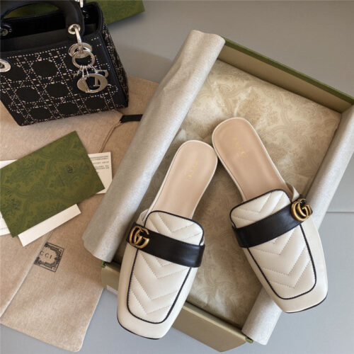 High Quality Luxury Gucci Horsebit Color Block Muller Half Slippers – Style 27379 product detail