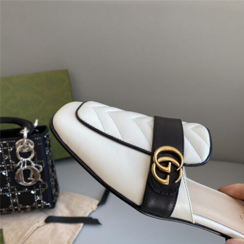 High Quality Luxury Gucci Horsebit Color Block Muller Half Slippers – Style 27379 product detail