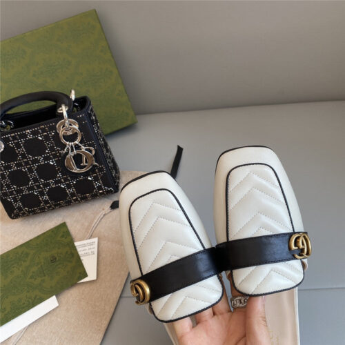 High Quality Luxury Gucci Horsebit Color Block Muller Half Slippers – Style 27379 product detail