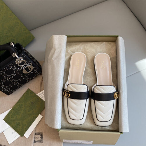 High Quality Luxury Gucci Horsebit Color Block Muller Half Slippers – Style 27379 product detail
