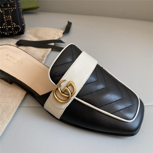 High Quality Luxury Gucci Horsebit Color Block Muller Half Slippers product detail