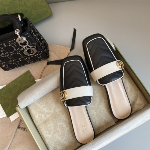 High Quality Luxury Gucci Horsebit Color Block Muller Half Slippers alternate view