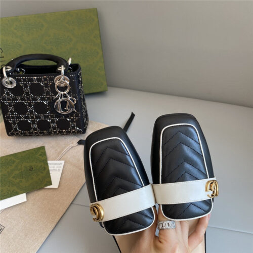 High Quality Luxury Gucci Horsebit Color Block Muller Half Slippers product detail