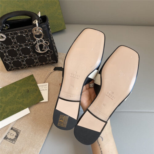 High Quality Luxury Gucci Horsebit Color Block Muller Half Slippers product detail