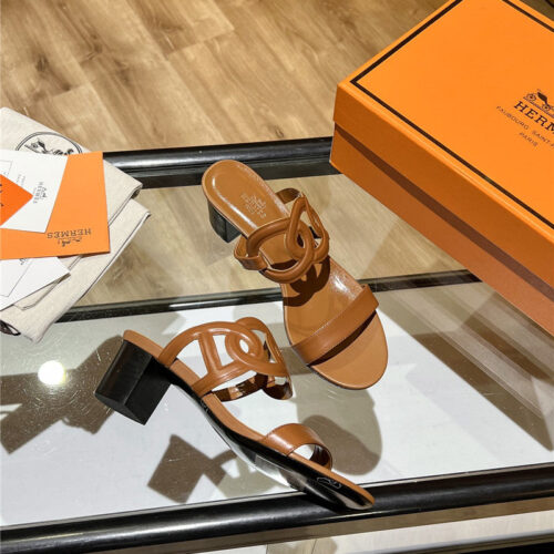 High Quality Luxury Hermes Chunky Heel Sandals – Style 96547 product detail