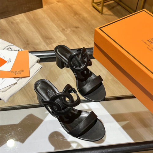 High Quality Luxury Hermes Chunky Heel Sandals – Style 94851