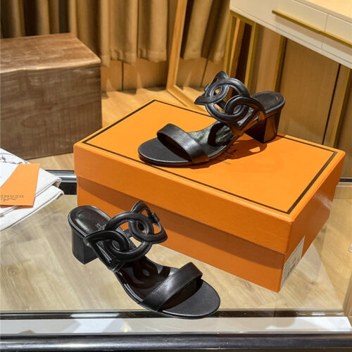 High Quality Luxury Hermes Chunky Heel Sandals – Style 94851 alternate view