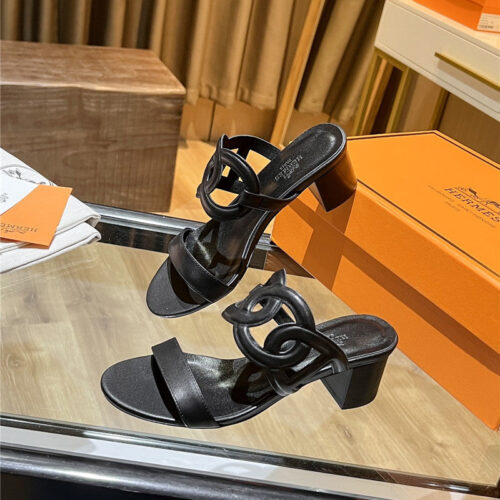 High Quality Luxury Hermes Chunky Heel Sandals – Style 94851 product detail