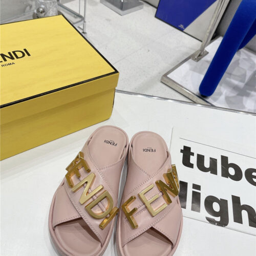 High Quality Luxury Fendi Metal Logo Slides alternate view