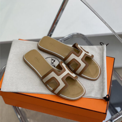 High Quality Luxury Hermes Flat Slippers Womens – Style 35427
