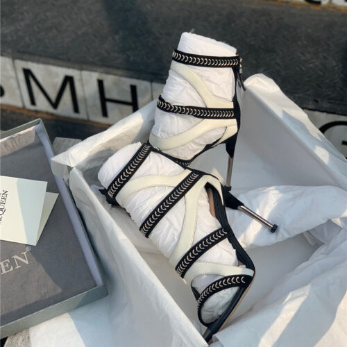 High Quality Luxury Alexander McQueen Open Toe Heeled Sandals – Style 67139 product detail