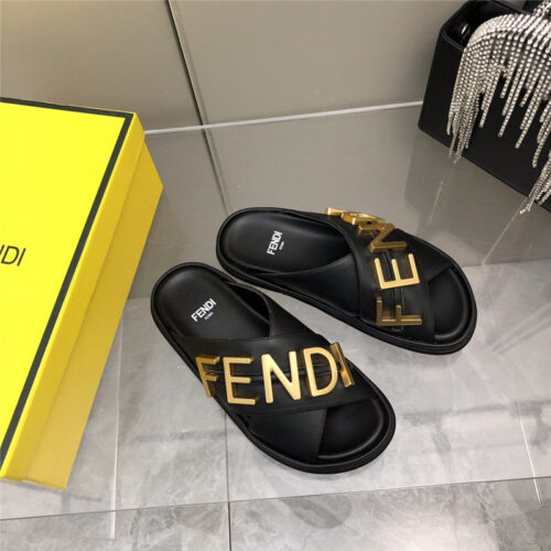 High Quality Luxury Fendi Cross Flat Sandals